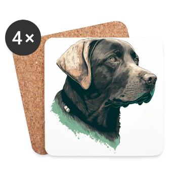 Schöne Seitenansicht Illustration Labrador Retriever - Untersetzer (4er-Set) - Weiß - Vorne