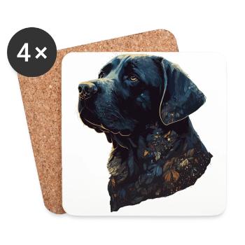 Amazing Labrador Retriever with leaves style body - Coasters (set of 4) - white - Front