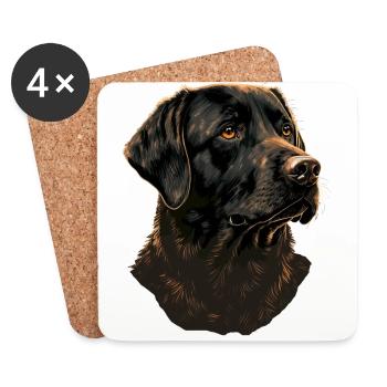 Labrador Retriever noir - Dessous de verre (lot de 4) - blanc - Devant