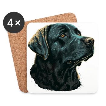 Dunkelblauer Labrador Retriever - Untersetzer (4er-Set) - Weiß - Vorne
