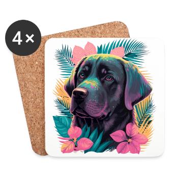 Adorable Labrador Retriever - Dessous de verre (lot de 4) - blanc - Devant