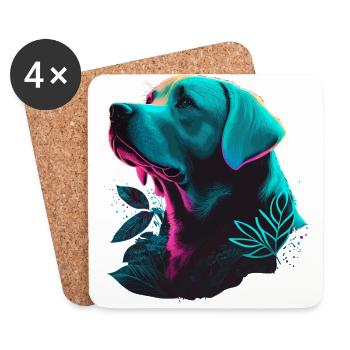 Cheveux blancs brillants Labrador Retriever Vaporwave - Dessous de verre (lot de 4) - blanc - Devant