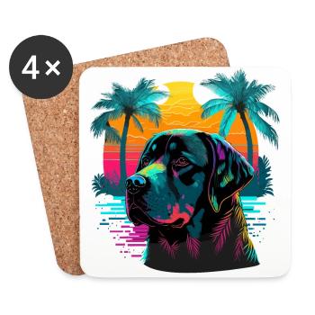 Beach Labrador Retriever Dog Illustration - Coasters (set of 4) - white - Front