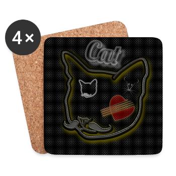 Chat - Image - 2023 - Dessous de verre (lot de 4) - blanc - Devant