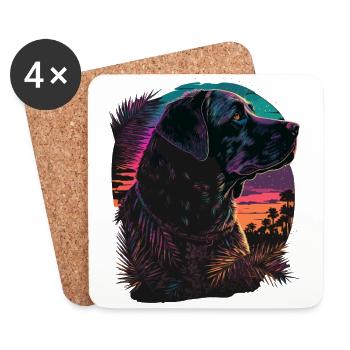 Soirée Labrador Retriever style vaporwave - Dessous de verre (lot de 4) - blanc - Devant