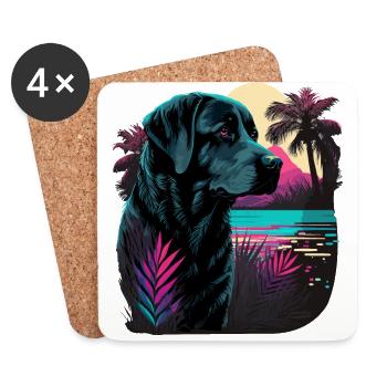 Black Labrador Retriever relaxant - Dessous de verre (lot de 4) - blanc - Devant
