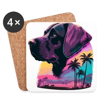 Labrador Retriever dans la belle Vaporwave - Dessous de verre (lot de 4) - blanc - Devant