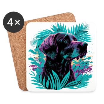 Jungle Art Labrador Retriever Illustration - Coasters (set of 4) - white - Front