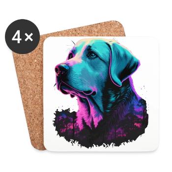 Labrador retriever blanc à Night Forest - Dessous de verre (lot de 4) - blanc - Devant