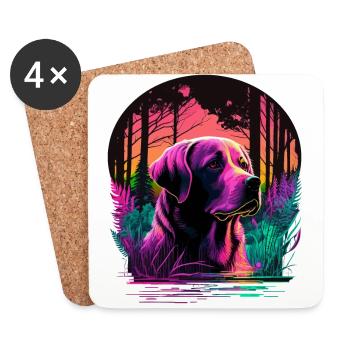 Labrador Retriever allein im Wald - Untersetzer (4er-Set) - Weiß - Vorne