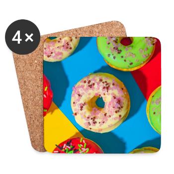 Beignets colorés - Dessous de verre (lot de 4) - blanc - Devant