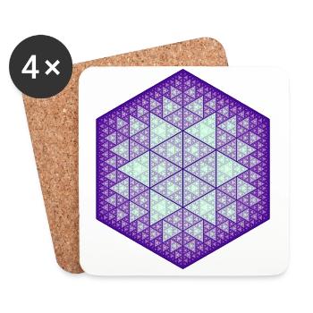 Sierpinski Hexagon Stern - Untersetzer (4er-Set) - Weiß - Vorne