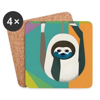 Sloth in abstract art - Coasters (set of 4) - white - Front