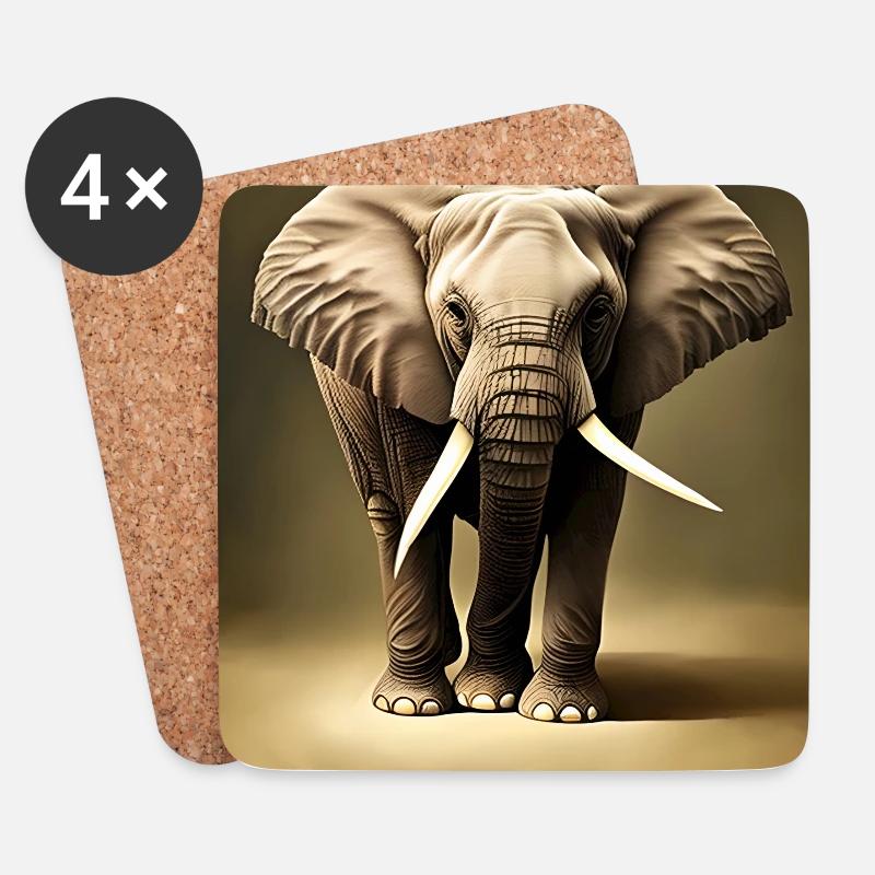 Elefant mit Rüssel Bein - Untersetzer (4er-Set) - Weiß