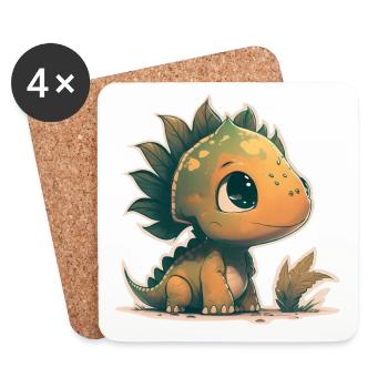 Small But Spunky Baby Dino - Coasters (set of 4) - white - Front