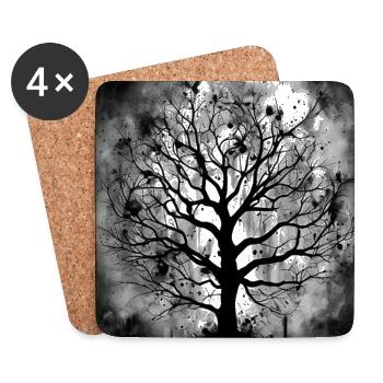 Tree ink black - Coasters (set of 4) - white - Front