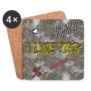 Ich mag Brüste (I Like Tit's) - Shop WoW - Untersetzer (4er-Set) - Weiß - Vorne