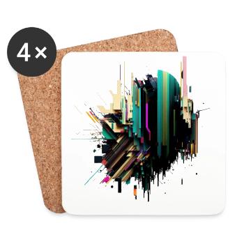 Art abstrait | Glitch Art | Abstrait - Dessous de verre (lot de 4) - blanc - Devant
