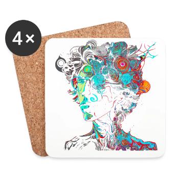 Psychedelisches Artwork, Brille - Open Mind - Untersetzer (4er-Set) - Weiß - Vorne