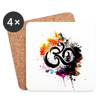 Yogi, Prana Om - Regenbogen Ink Artwork - Untersetzer (4er-Set) - Weiß - Vorne