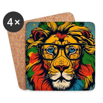 Intello Lion Pop Art - Dessous de verre (lot de 4) - blanc - Devant
