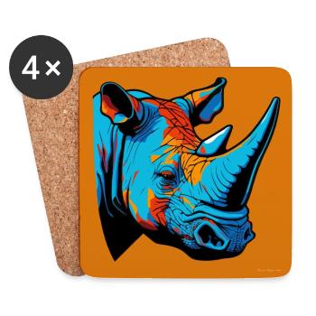 Glorreiches Nashorn in der Pop Art - Untersetzer (4er-Set) - Weiß - Vorne