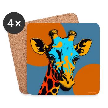 Giraffe in Pop Art - Untersetzer (4er-Set) - Weiß - Vorne