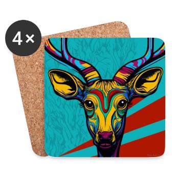 Kudu in Pop Art - Untersetzer (4er-Set) - Weiß - Vorne