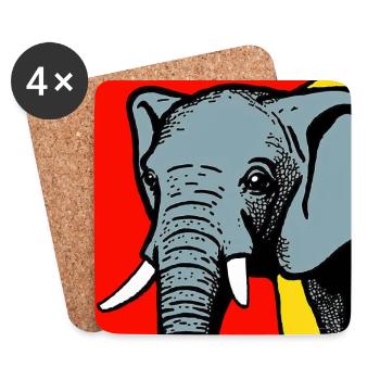 Elefant in der Pop Art - Untersetzer (4er-Set) - Weiß - Vorne
