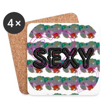 Sexy (Word) - Boutique WoW - 2023 - Dessous de verre (lot de 4) - blanc - Devant