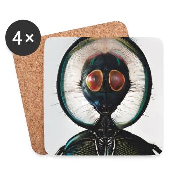 photographic portrait insect with big eyes - Coasters (set of 4) - white - Front