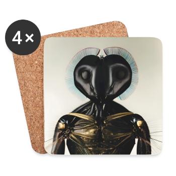 Portrait photographique Insecte Humanoïde - Dessous de verre (lot de 4) - blanc - Devant