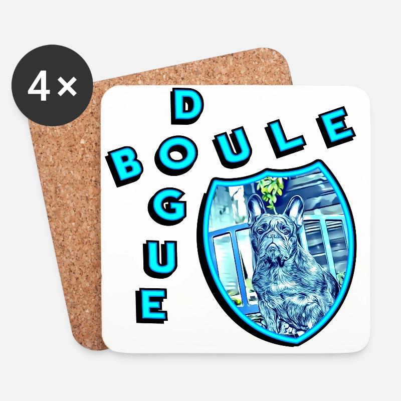 Bulldogge in Pose (x1) - Untersetzer (4er-Set) - Weiß