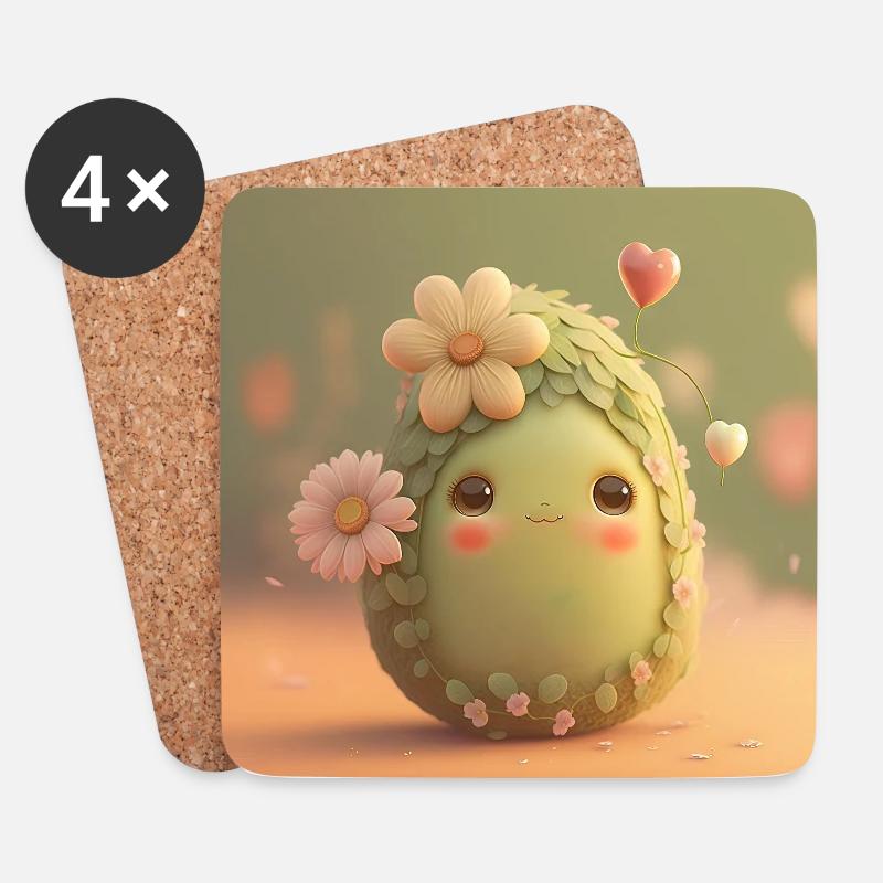Avocado - Untersetzer (4er-Set) - Weiß