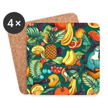 Tropisches Obst Muster Exotische Früchte Pattern - Untersetzer (4er-Set) - Weiß - Vorne