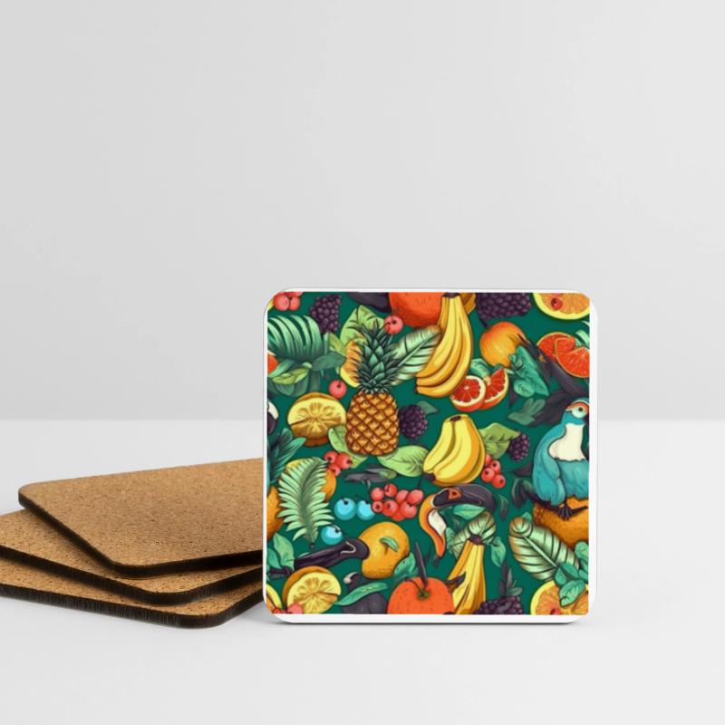 Tropical Fruit Pattern Exotic Fruit Pattern Coasters (set of 4)