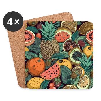 Muster Exotische Ananas Pattern Tropische Früchte - Untersetzer (4er-Set) - Weiß - Vorne