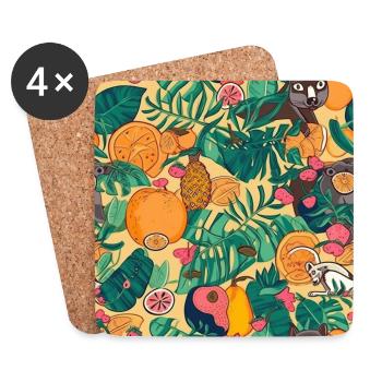 Tropical Fruits Exotic Fruit Pattern Fruit - Coasters (set of 4) - white - Front