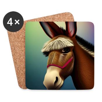 Poney portrait d’âne - Dessous de verre (lot de 4) - blanc - Devant
