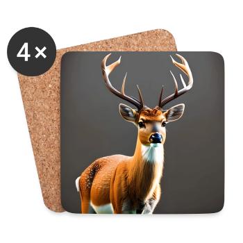 Neugieriger Hirsch - Untersetzer (4er-Set) - Weiß - Vorne