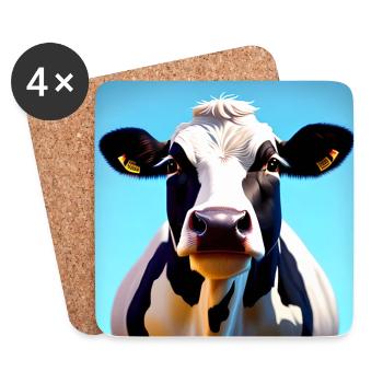 Vache noire et blanche - Dessous de verre (lot de 4) - blanc - Devant