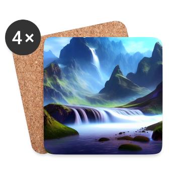 Waterfall and Berge_01 - Coasters (set of 4) - white - Front