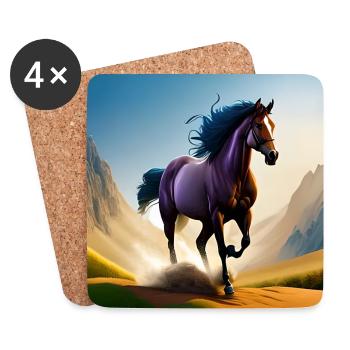 Galloping horse in sand - Coasters (set of 4) - white - Front