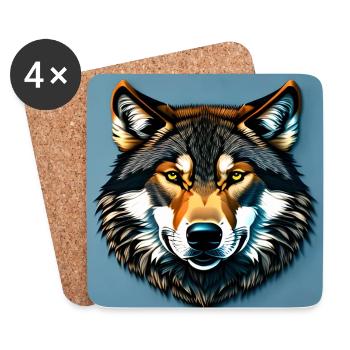 Standard-Wolf-Porträt - Untersetzer (4er-Set) - Weiß - Vorne