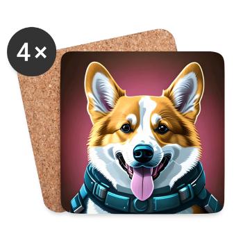 Porträt von Corgi - Untersetzer (4er-Set) - Weiß - Vorne