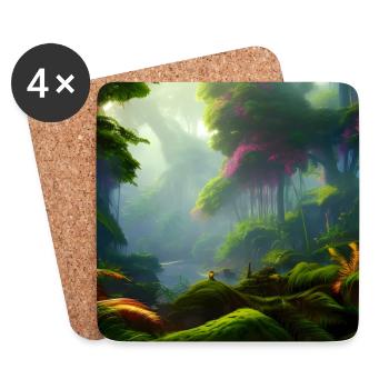 Forêt tropicale 01 - Dessous de verre (lot de 4) - blanc - Devant