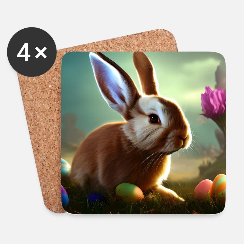 Osterhase_01 - Untersetzer (4er-Set) - Weiß
