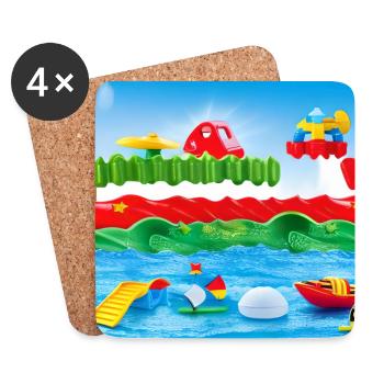 Jouets pour enfants au bord de la mer - Dessous de verre (lot de 4) - blanc - Devant