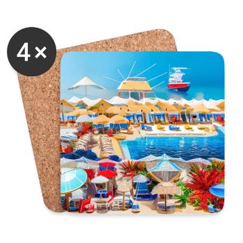 Passer des vacances ensoleillées au bord de la mer - Dessous de verre (lot de 4) - blanc - Devant