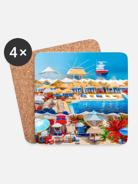 spending sunny holiday at sea side - Coasters (set of 4) - white